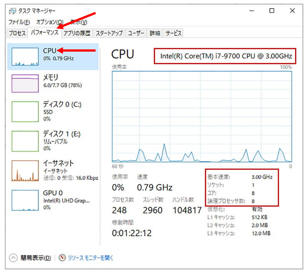 CPUの確認